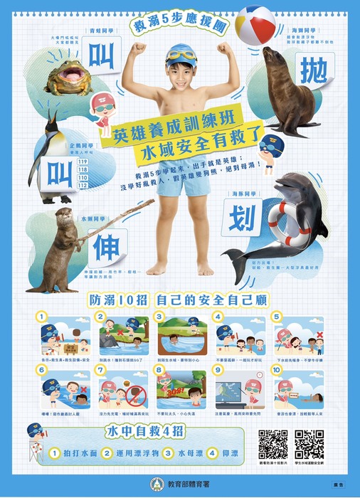 暑期將近,重申加強落實水域安全宣導,以防止意外事件發生,詳如說明,請查照。圖片