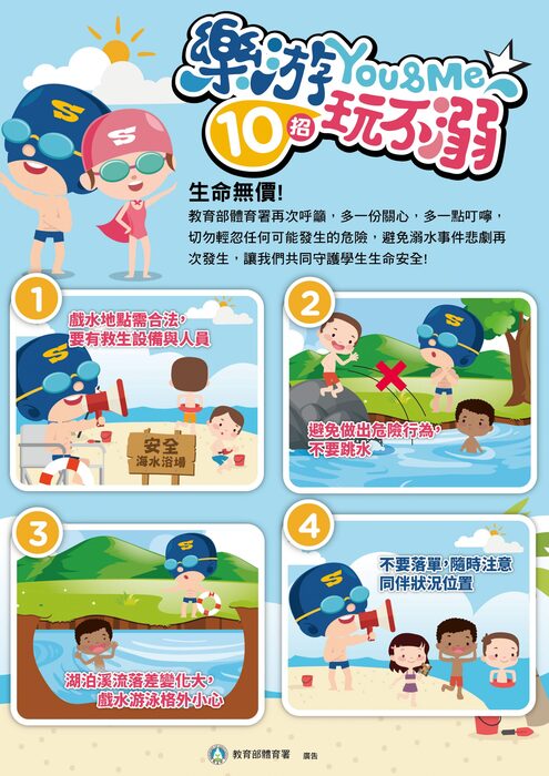 暑期將近,重申加強落實水域安全宣導,以防止意外事件發生,詳如說明,請查照。圖片